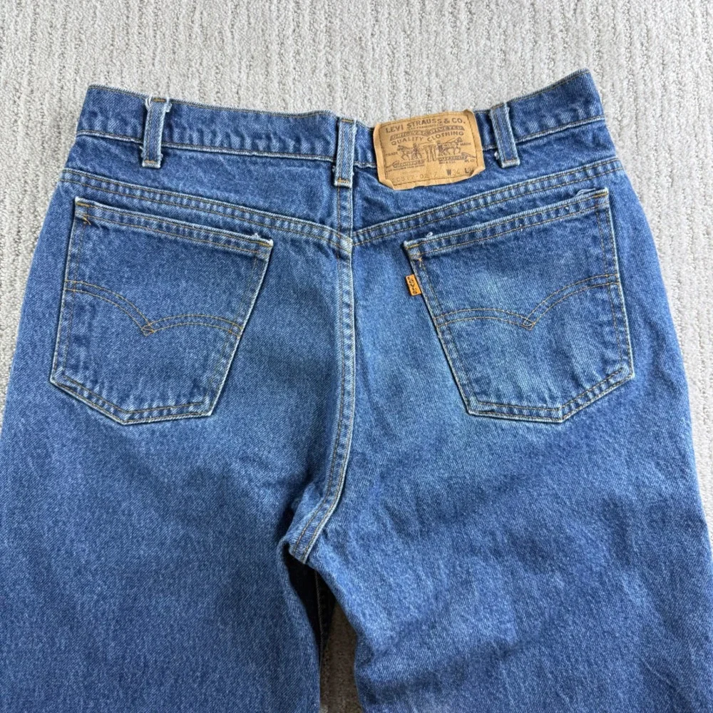 Vintage Levis 517 Orange Tab Jeans 34x34 (Fits 32x34) Mens Bootcut Blue Denim